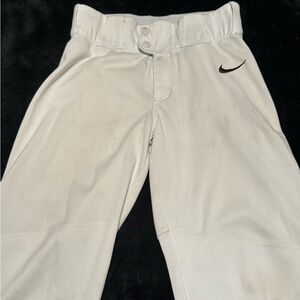 Nike Boys White Baseball Pants - Black Piping